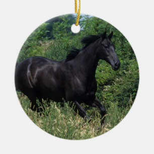Ornement En Céramique Cheval de pur sang fonctionnant dans l'herbe