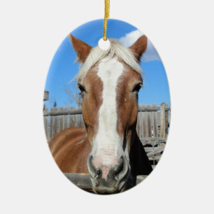 Ornement En Céramique Cheval de trait belge