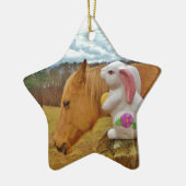 Ornement En Céramique Cheval Jaune, Lapin De Printemps (Gauche)