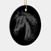 Ornement En Céramique Cheval : Noir (Droite)