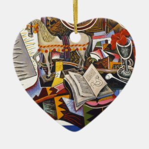 Ornement En Céramique Cheval Pipe Fleur rouge par Joan Miro