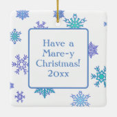 Ornement En Céramique Chevaux de fête | Joyeux Noël (Dos)