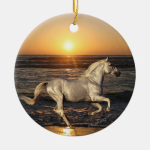 Ornement En Céramique Chevaux d'imaginaire : Coucher du soleil