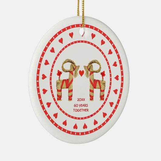 Ornement En Céramique Chèvres suédoises de paille 60 ans ensemble datés (Droite)