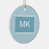 Ornement En Céramique Chevron bleu avec Monogramme (Droite)