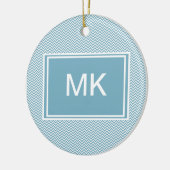 Ornement En Céramique Chevron bleu avec Monogramme (Gauche)