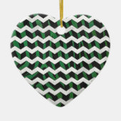 Ornement En Céramique Chevron Zebra noir et vert (Devant)