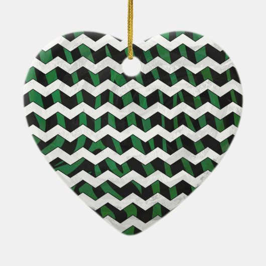 Ornement En Céramique Chevron Zebra noir et vert (Dos)