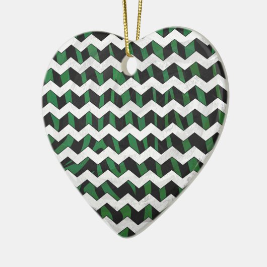 Ornement En Céramique Chevron Zebra noir et vert (Gauche)