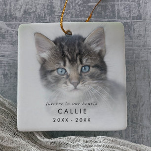 Ornement En Céramique Chic Forever dans nos coeurs Photo Cat Memorial