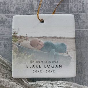 Ornement En Céramique Chic Our Angel In Heaven Baby Photo Memorial