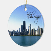 Ornement En Céramique Chicago Skyline Photo avec Chicago Text (Gauche)