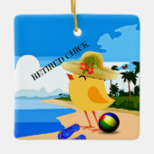 Ornement En Céramique Chick retraité à la plage (Devant)