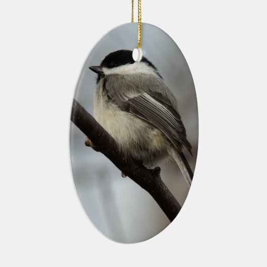 Ornement En Céramique Chickadee couvert par noir (Droite)