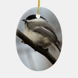 Ornement En Céramique Chickadee couvert par noir