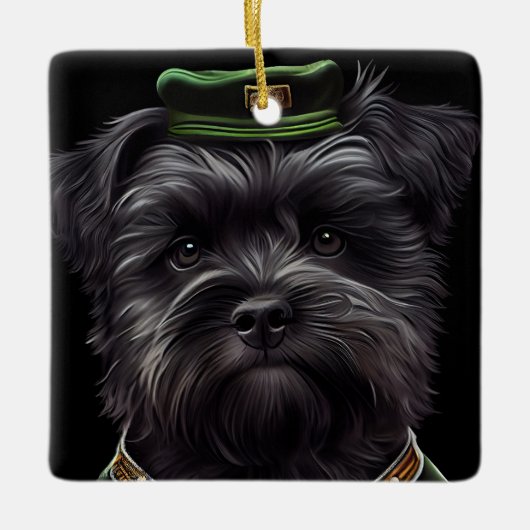 Ornement En Céramique Chien Affenpinscher en Robe de la Saint Patrick (Devant)