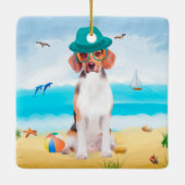 Ornement En Céramique Chien beagle Sur La Plage (Dos)