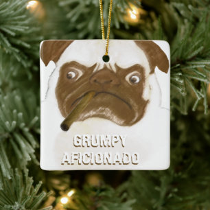 Ornement En Céramique Chien Bouledogue Personnalisé Grincheux AFICIONADO