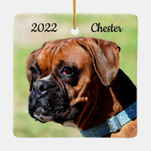 Ornement En Céramique Chien chiot Brown et blanc