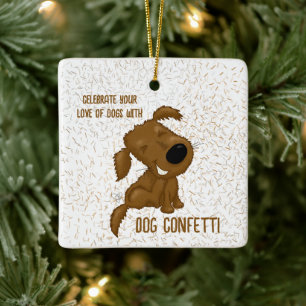 Ornement En Céramique Chien Confetti Chedding Chien