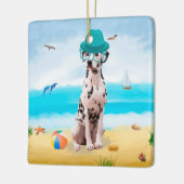 Ornement En Céramique Chien Dalmation sur la plage (Gauche)