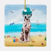 Ornement En Céramique Chien Dalmation sur la plage (Dos)