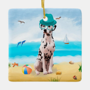Ornement En Céramique Chien Dalmation sur la plage