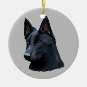 Ornement En Céramique Chien de berger allemand noir