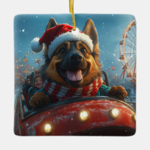 Ornement En Céramique Chien de berger belge Montagnes russes Noël