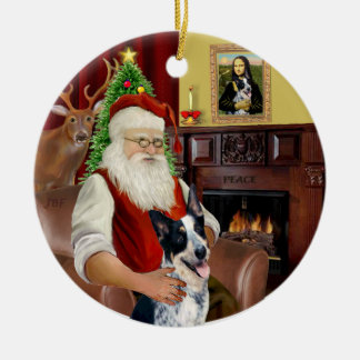Ornement En Céramique Chien de bétail australien père Noël #1