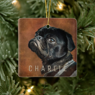 Ornement En Céramique Chien de Carlin noir