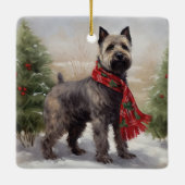 Ornement En Céramique Chien de Chesapeake à Noël de neige (Dos)