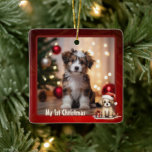 Ornement En Céramique Chien de Chien de Chien de Chien de Chien de Chien<br><div class="desc">Chien de Chien de Chien de Chien de Chien 1er Noël Photo Céramique Ornement | Personnalisez le devant avec une photo et le dos avec un nom et une année ou tout texte que vous souhaitez ajouter.</div>