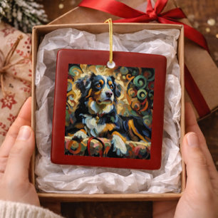 Ornement En Céramique Chien de montagne bernois de Noël