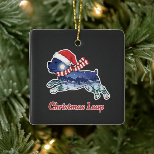 Ornement En Céramique Chien de Noël Festif | Cute Puppy Père Noël (Arbre)