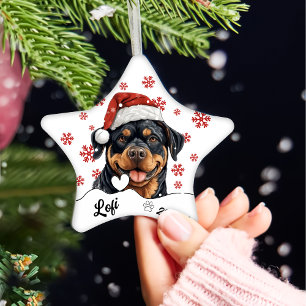 Ornement En Céramique Chien de Noël mignon Rottweiler Personnalisé