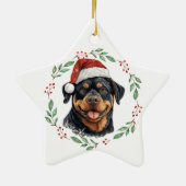 Ornement En Céramique Chien de Noël mignon Rottweiler Personnalisé (Dos)