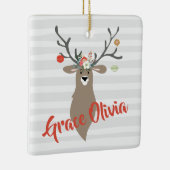 Ornement En Céramique Chien de Noël Personalisé Avec Des Antlers (Droite)