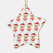 Ornement En Céramique Chien de Poméranie Étoiles de Noël (Gauche)