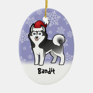 Ornement En Céramique Chien de traîneau sibérien de Noël/Malamute