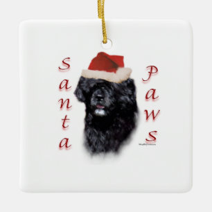 Ornement En Céramique Chien d'eau portugais Père Noël Paws