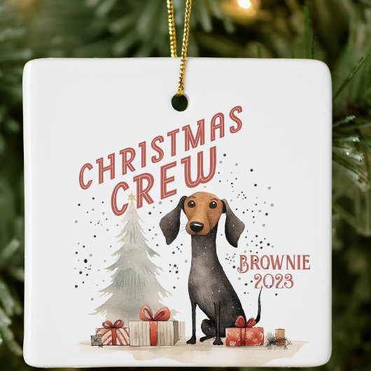 Ornement En Céramique Chien d'équipage de Noël personnalisé