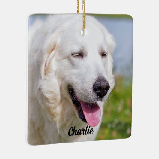 Ornement En Céramique Chien Gardien des Pyrénées Blanches (Droite)