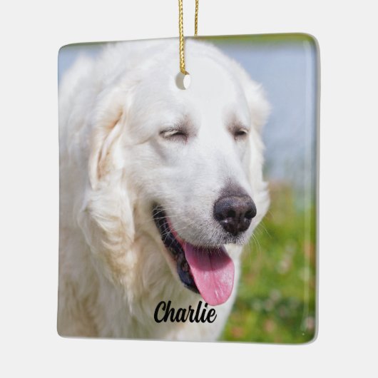 Ornement En Céramique Chien Gardien des Pyrénées Blanches (Gauche)