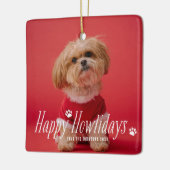 Ornement En Céramique Chien Happy Howlidays Pet Holiday Photo (Gauche)