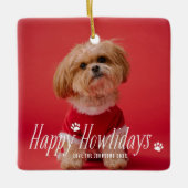 Ornement En Céramique Chien Happy Howlidays Pet Holiday Photo (Devant)