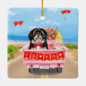Ornement En Céramique Chien Havanais Saint Valentin Camion (Dos)