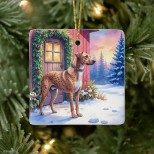 Ornement En Céramique Chien léopard Catahoula Art de Noël de grange rust