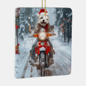 Ornement En Céramique Chien maltais équitation moto Noël (Droite)