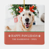 Ornement En Céramique Chien Noël Photo moderne Joyeux Pawlidays (Dos)